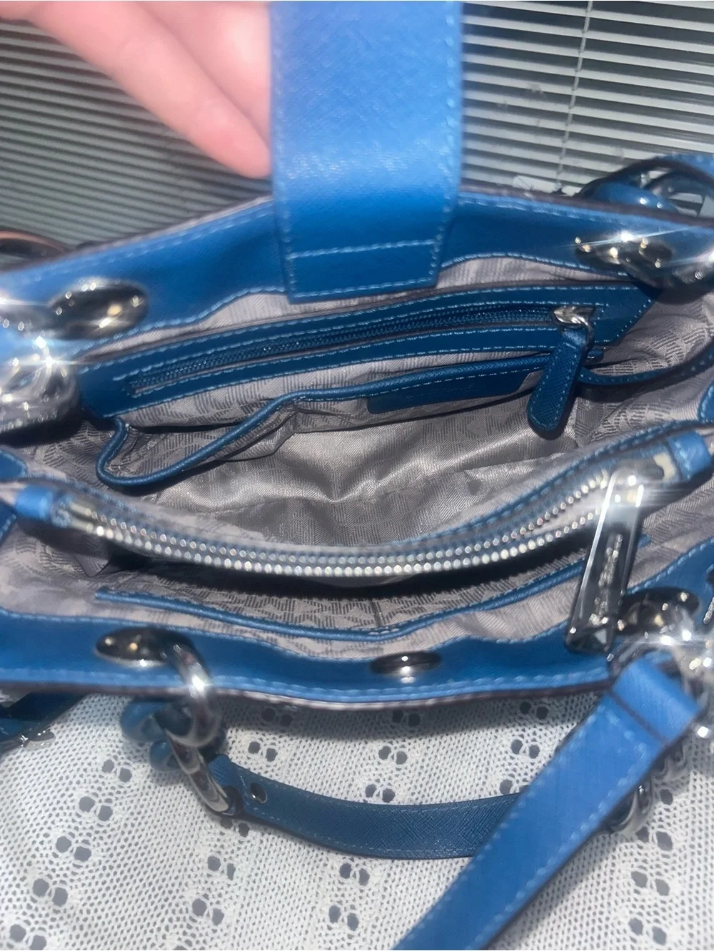 Michael Kors Two-Tone Blue Chevron Satchel